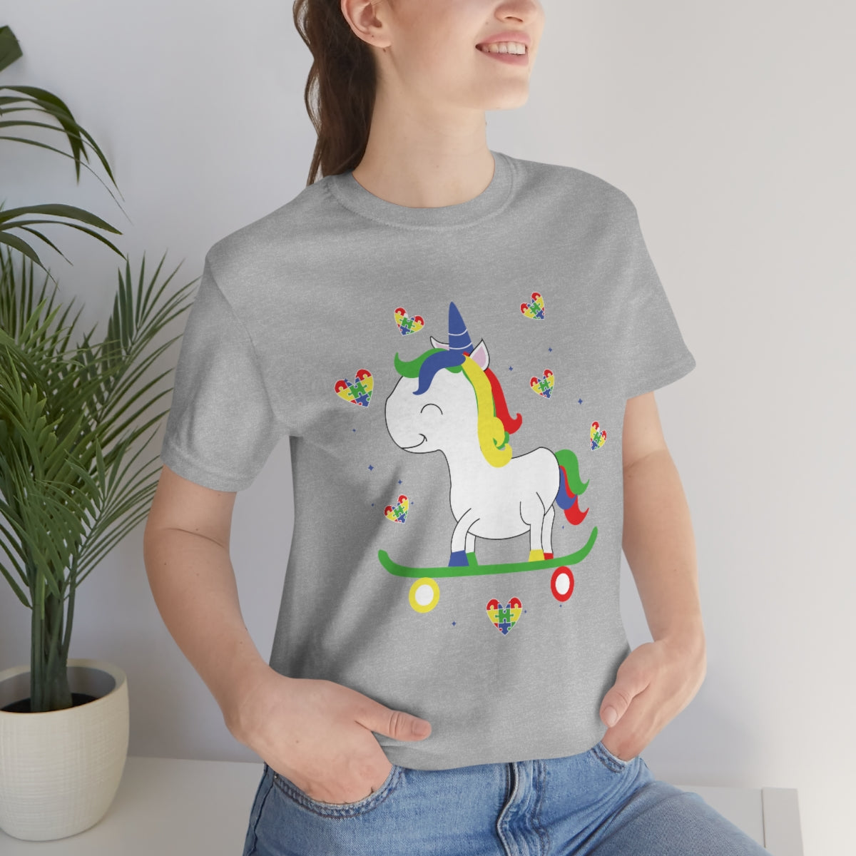 Cute Skateboarding Unicorn Autism Awareness Tshirt