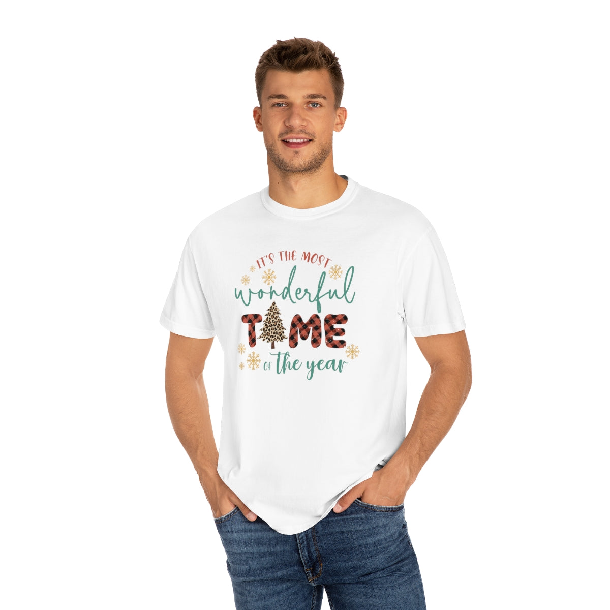 It's the Most Wonderful Time of the Year Christmas TeeShirt design on Unisex Garment-Dyed T-shirt