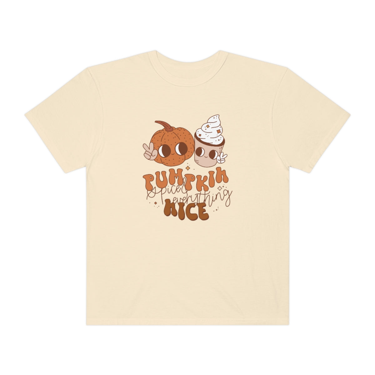 Pumpkin Spice Everything Cute Coffee & Pumpkin Halloween Design, Halloween Tshirt, Funny Tshirt Design on Unisex Garment-Dyed T-shirt