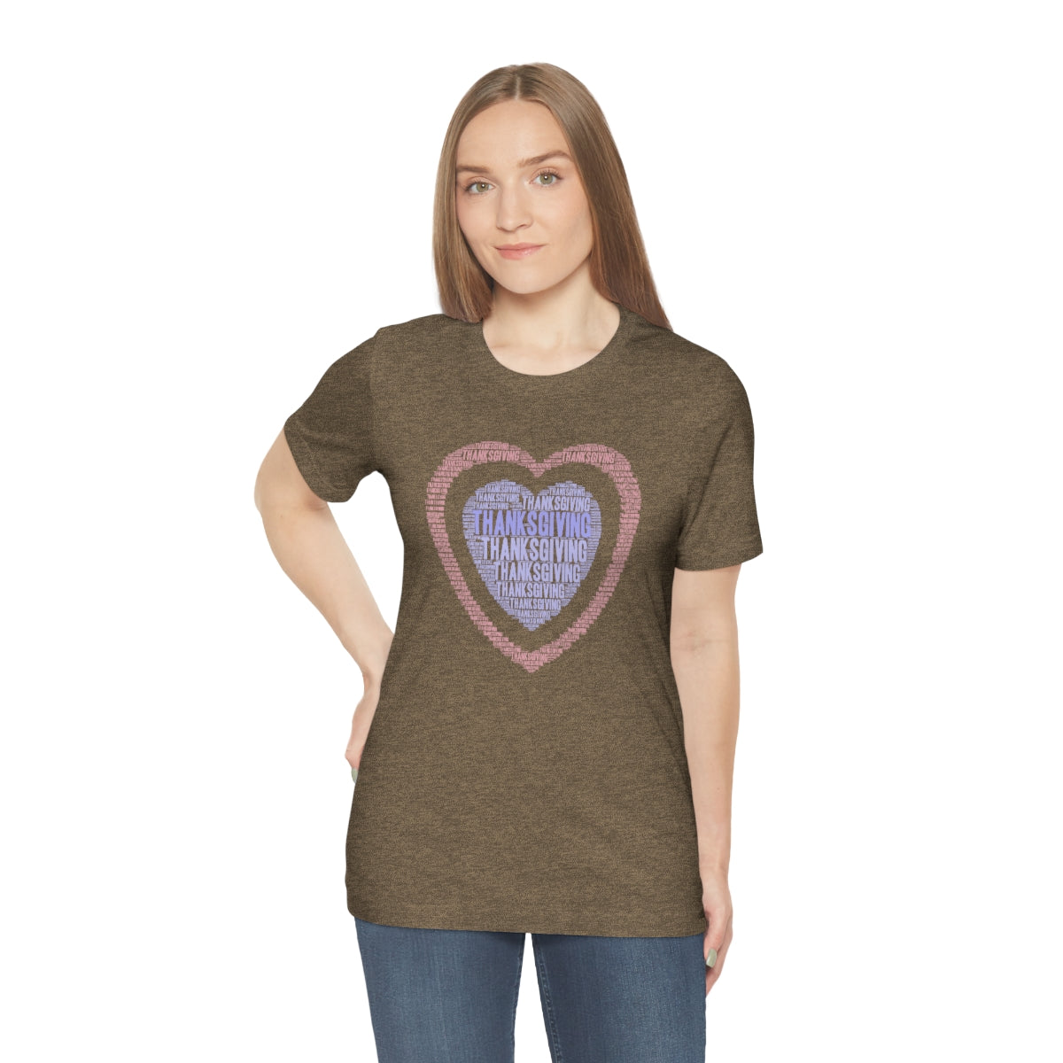 Cute Heart Thanksgiving Tshirt Design | Thanksgiving TShirt | Thanksgiving T-Shirt | Thanksgiving Teeshirt Design on Unisex Jersey Short Sleeve Tee