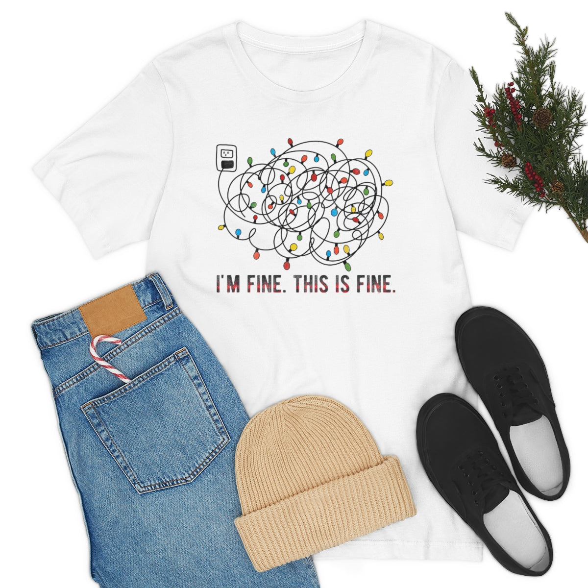 I'm Fine, This is Fine Christmas Lights ChristmasTshirt