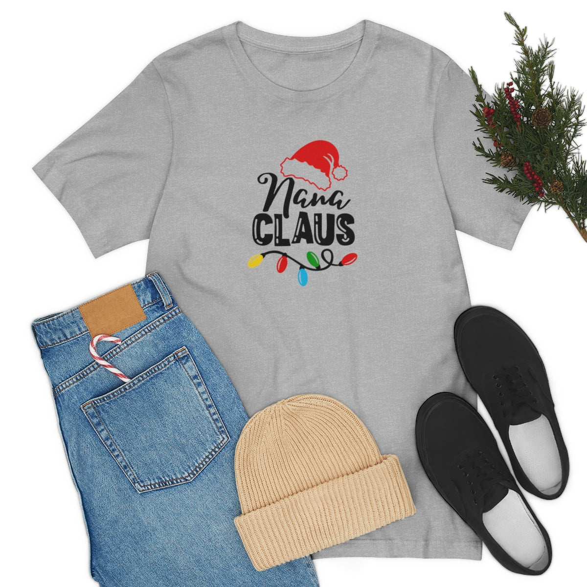 Nana Claus Christmas Tshirt Design | Holiday TShirt | Christmas T-Shirt | Funny Christmas Design on Unisex Jersey Short Sleeve Tee