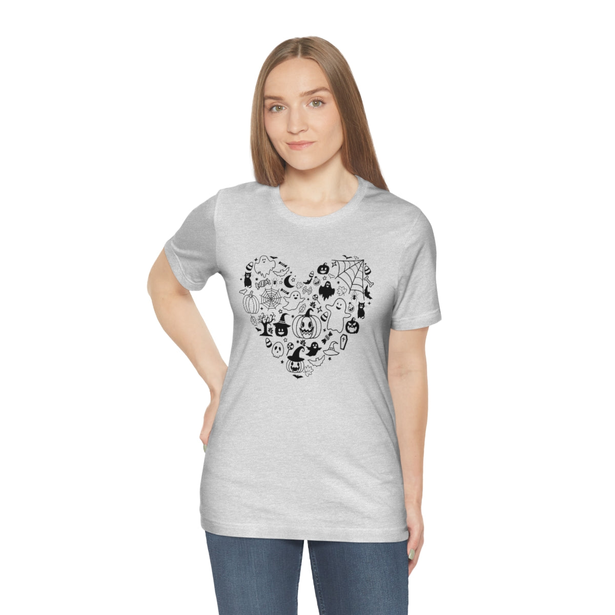 Heart Happy Halloween Tshirt Design on Unisex Jersey Short Sleeve Tee