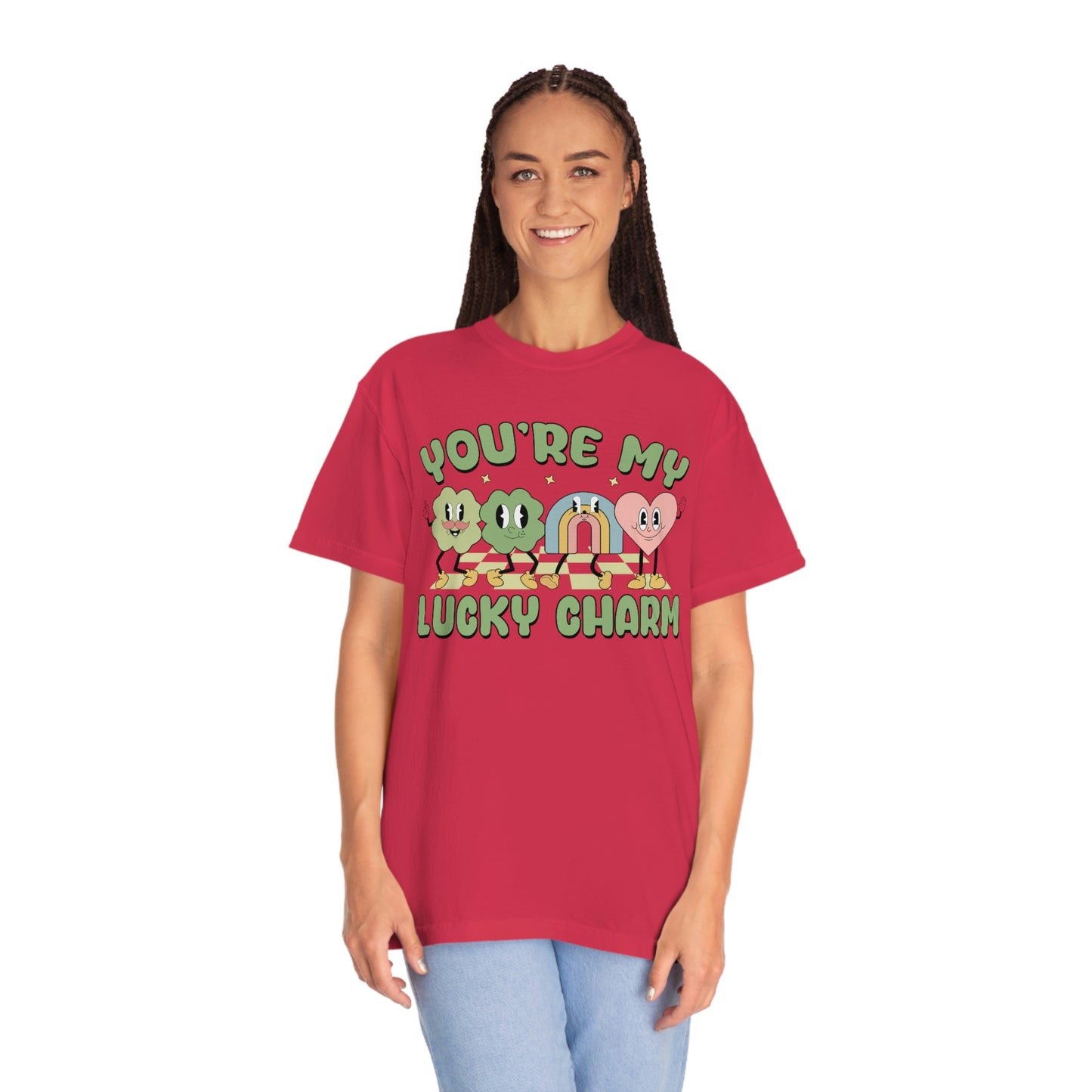 Retro Lucky Charm Rainbow Shamrock St. Pattys Day Tshirt