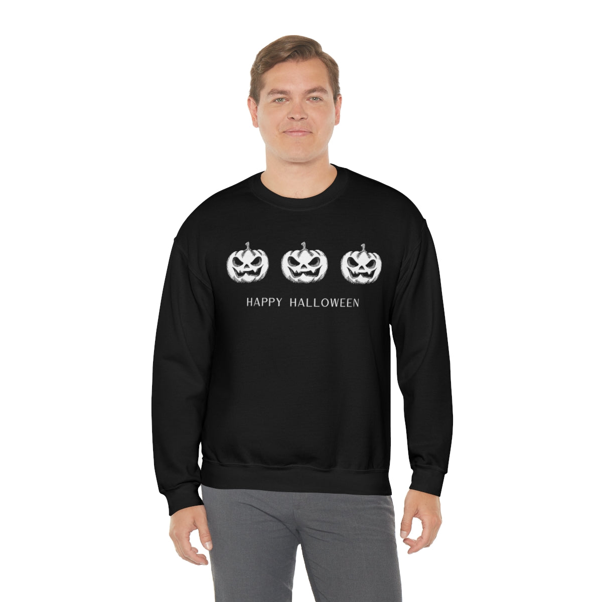 Pumpkin Sweatshirt, Pumpkin Sweater, Jack-o-Lantern Sweatshirt, Halloween Crewneck Sweatshirt, Halloween Sweater, Spooky Season, Fall Shirts on Unisex Heavy Blend™ Crewneck Sweatshirt