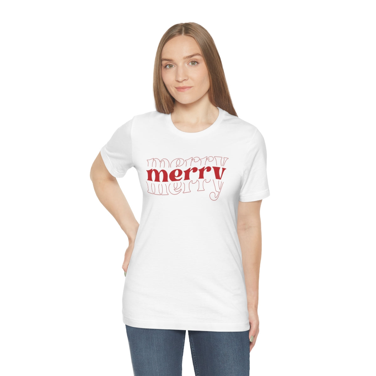 Merry Merry Merry Red Cute Christmas Holiday Tshirt