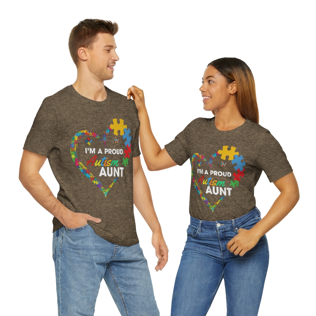 Proud Autism Aunt Heart Puzzle Pieces Tshirt