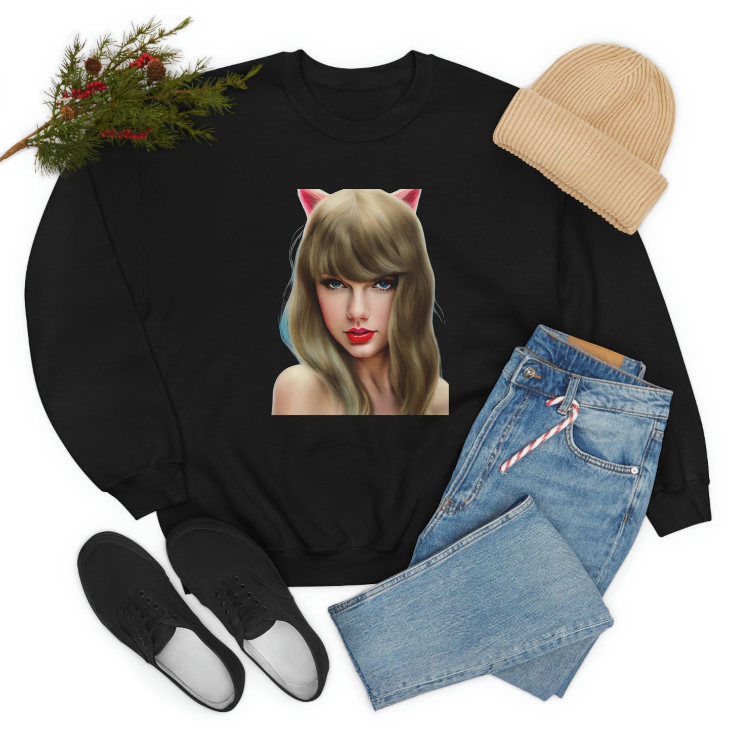 Taylor Swift Cat Ears T Swift Taylor Swift Merch Fan Swifty Gift Crewneck Sweatshirt