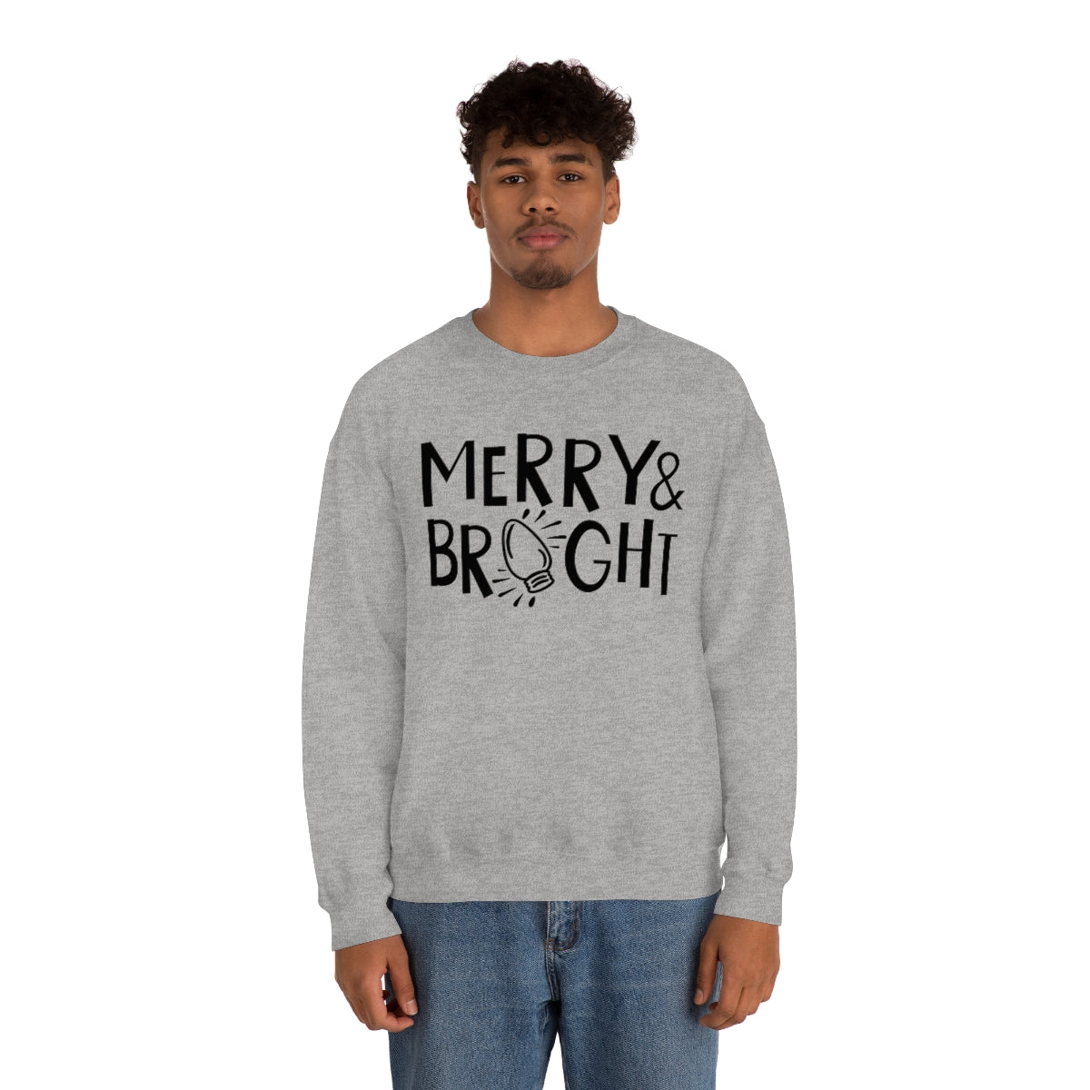 Merry & Bright Christmas Lights Xmas Holiday Sweatshirt