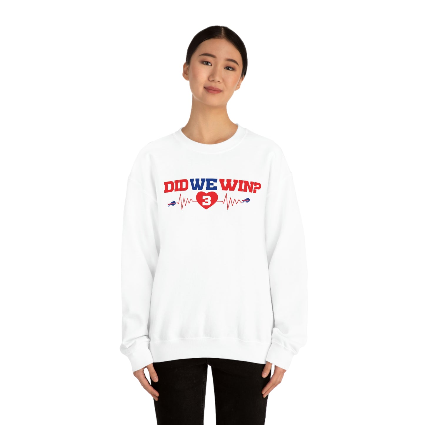 Did We Win? Heartbeat #3 Damar Hamlin Buffalo Bills Logo Crewneck Sweatshirt