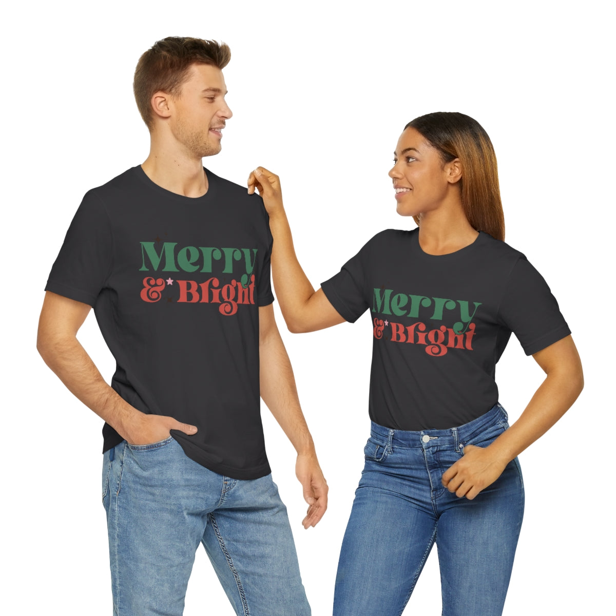 Retro Merry & Bright Vintage Style Christmas Xmas Holiday Tshirt