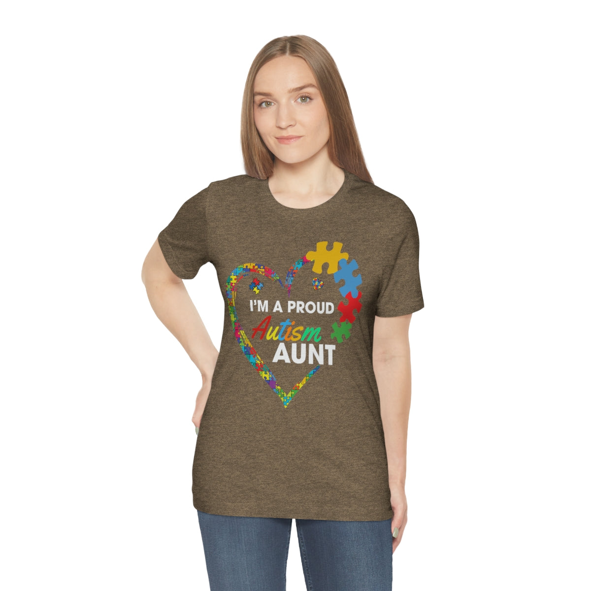 Proud Autism Aunt Heart Puzzle Pieces Tshirt