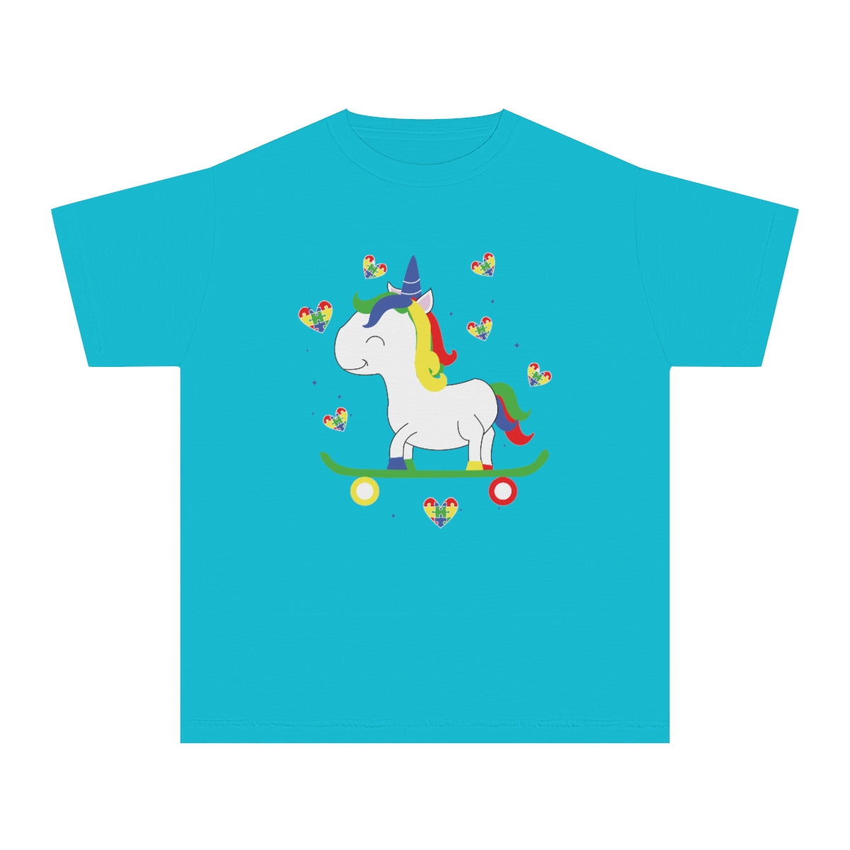 Autism Unicorn Skateboarding Youth Midweight Tshirt