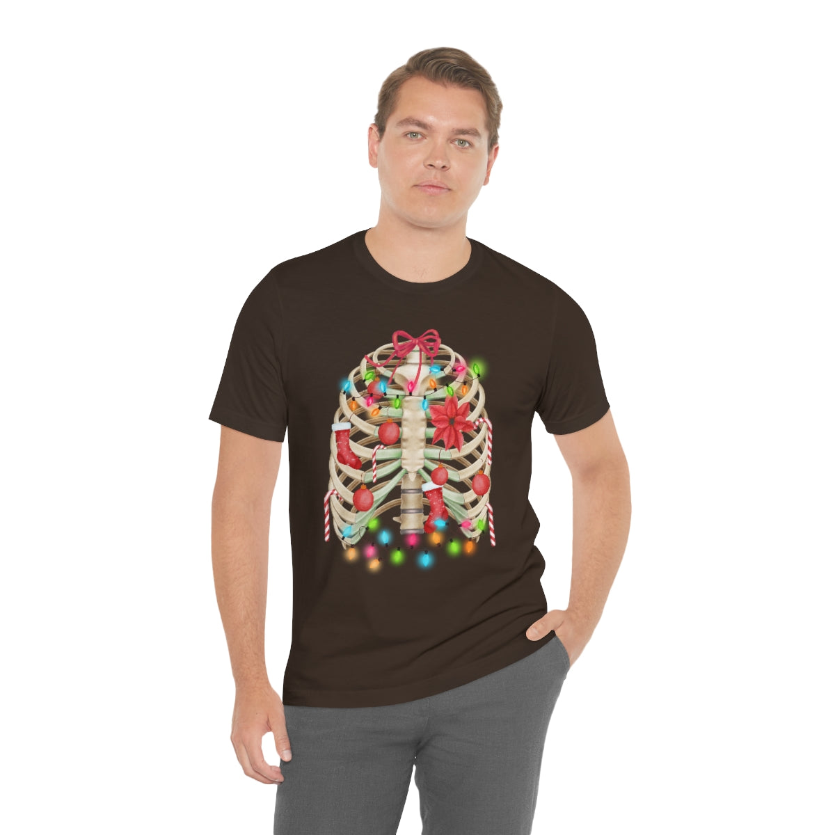 Skeleton Ribcage with Christmas Lights Tshirt