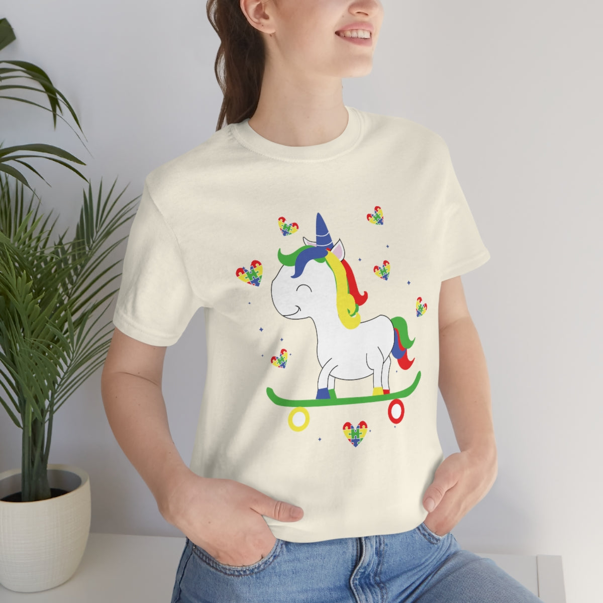 Cute Skateboarding Unicorn Autism Awareness Tshirt