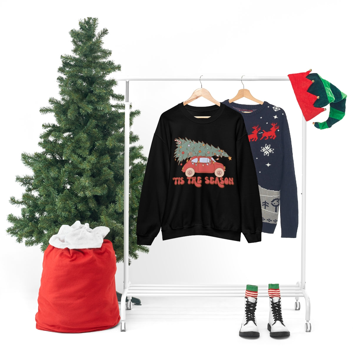 Tis the Season Groovy VW Bug Christmas Xmas Holiday Sweatshirt