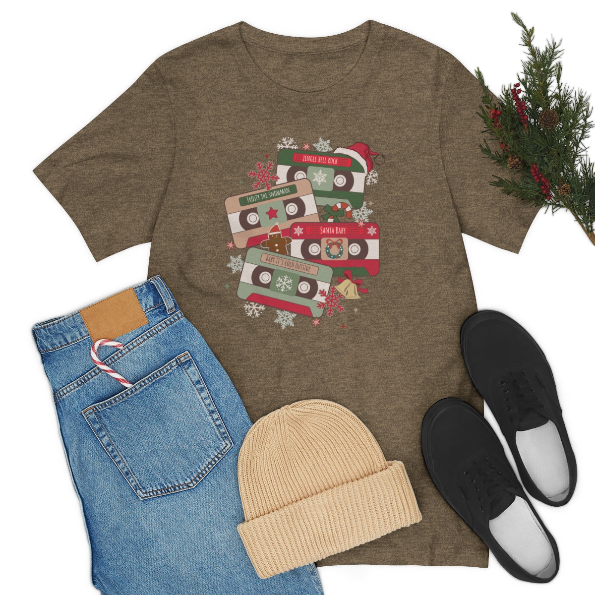 Retro Christmas Music Cassette Tape Christmas Tshirt