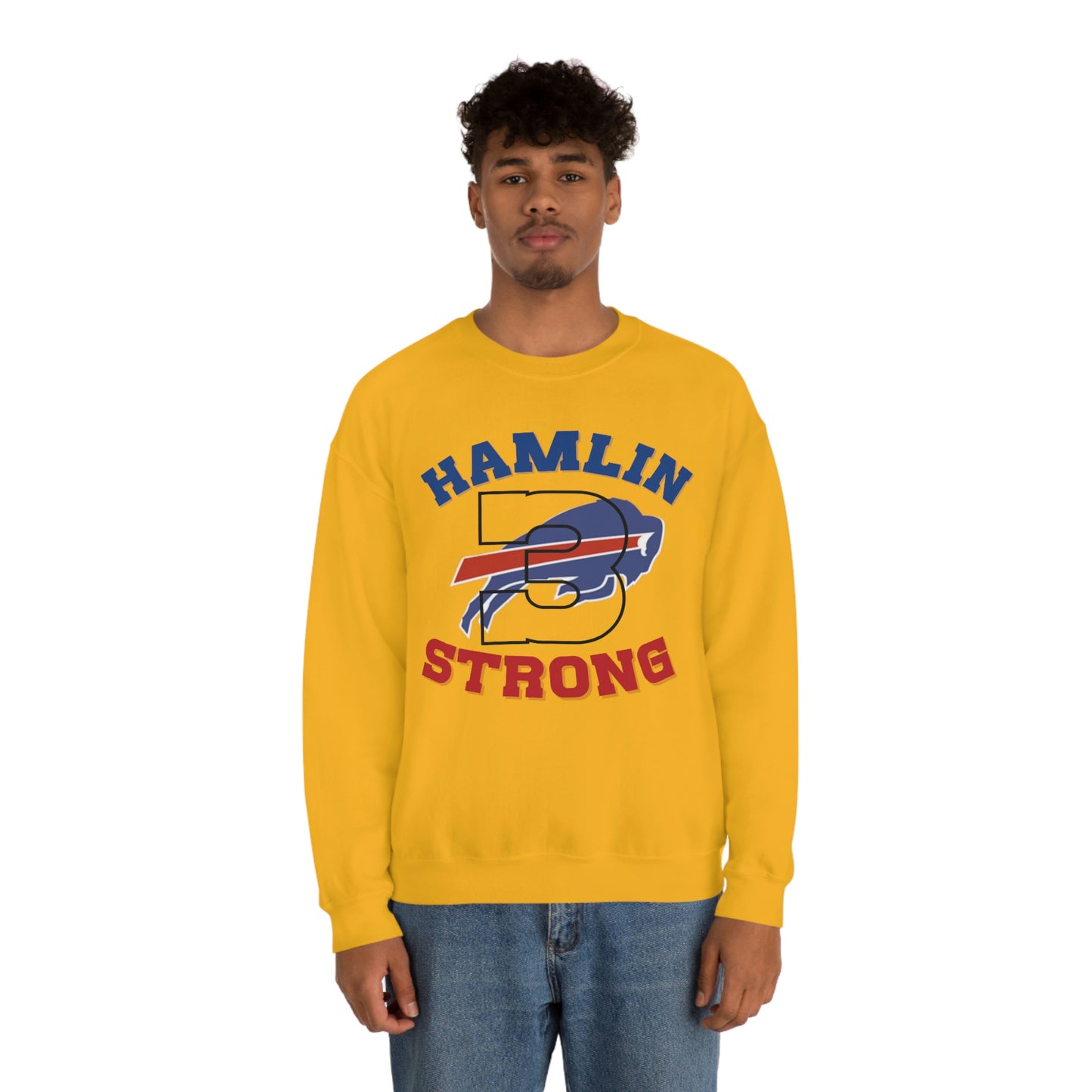 Hamlin Strong #3 Damar Hamlin Buffalo Bills Logo Crewneck Sweatshirt