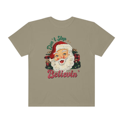 Don't Stop Believing Vintage Classic Santa Christmas Tshirt