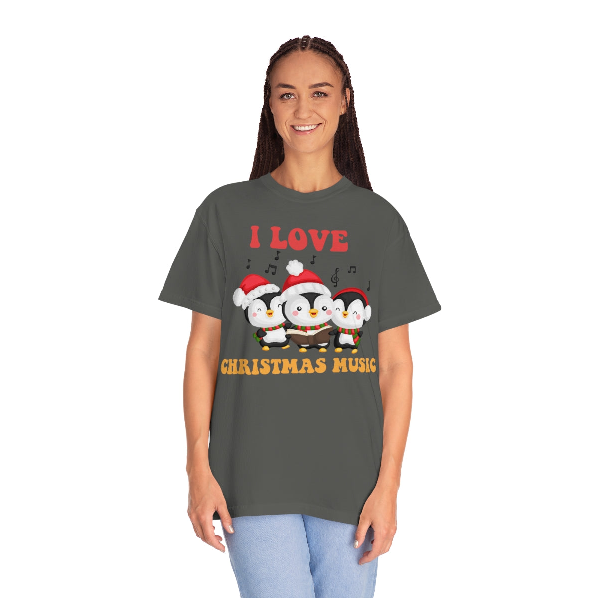 Cute I love Christmas Music Singing Caroling Penguins Holiday Xmas TShirt