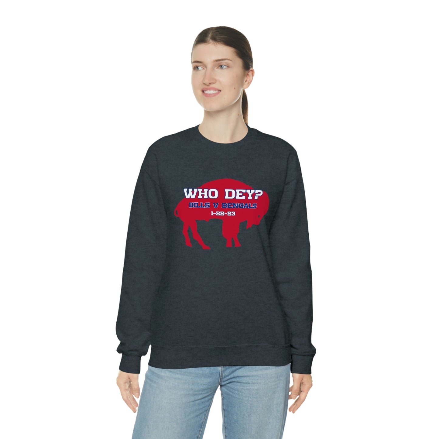 Who Dey? 1-22-23 Bills v. Bengals Buffalo Bills Football Bills Mafia Crewneck Sweatshirt