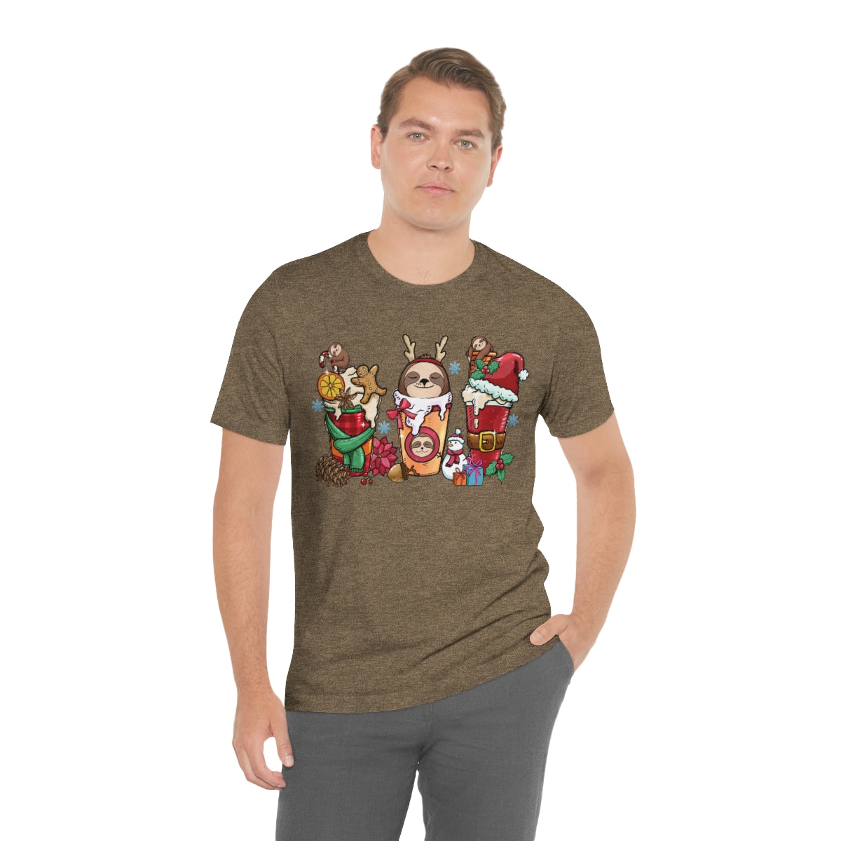 Cute Sloth Christmas Coffee Cup Xmas Tshirt