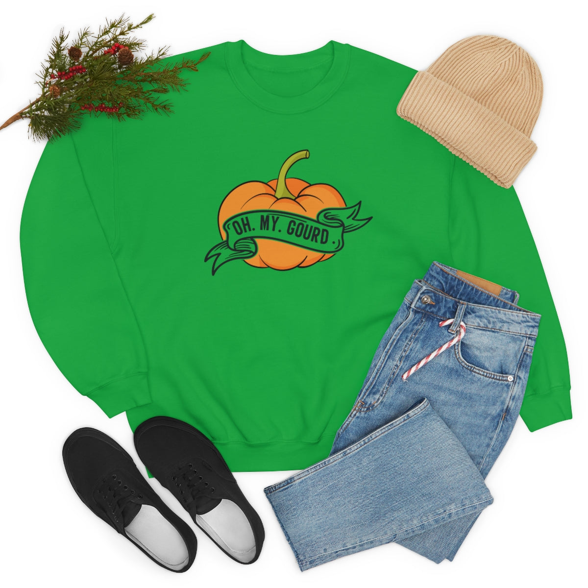 Oh My Gourd! Thanksgiving Pumpkin Sweatshirt Design on Unisex Heavy Blend™ Crewneck Sweatshirt