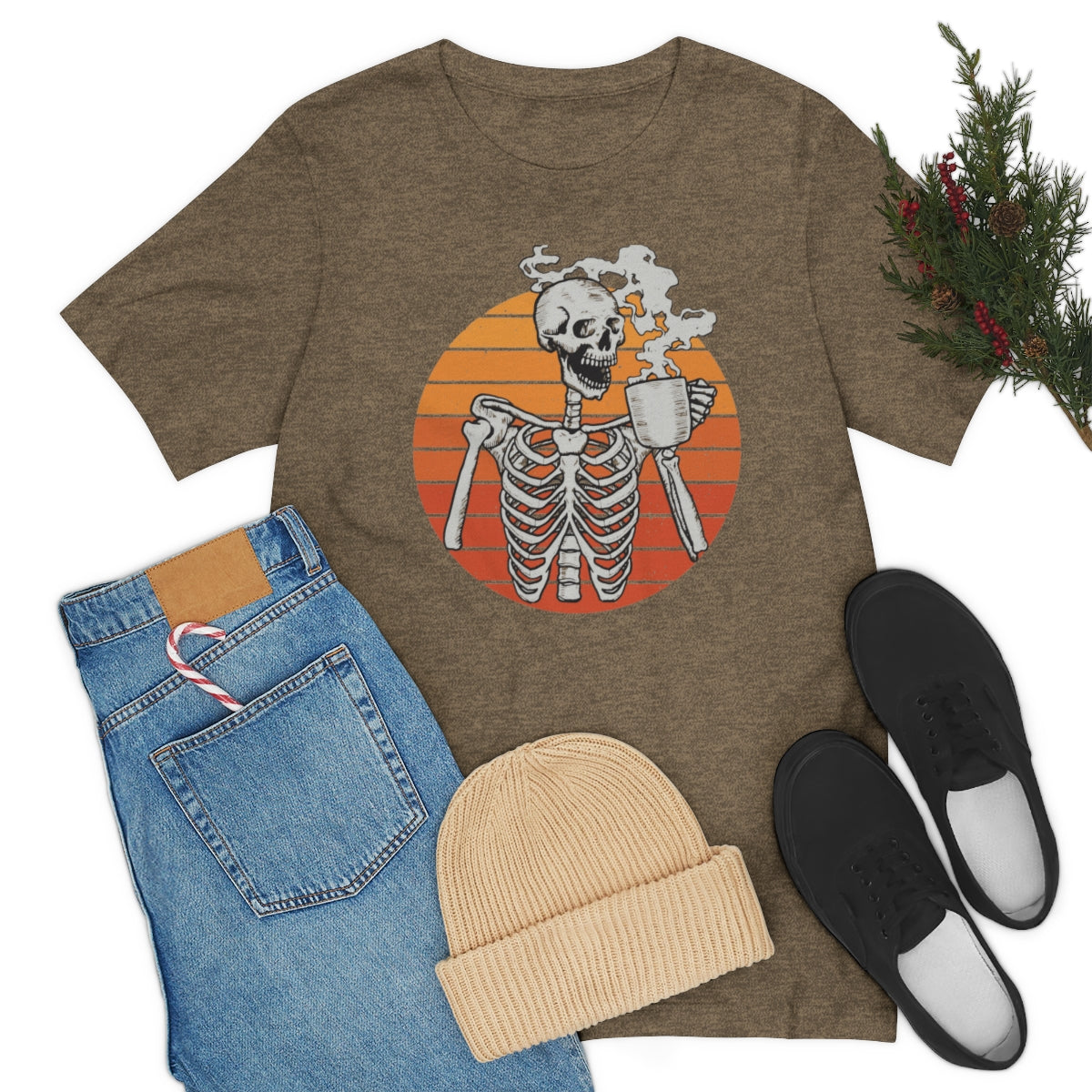 Dead Inside but Caffeinated Skeleton Halloween TShirt