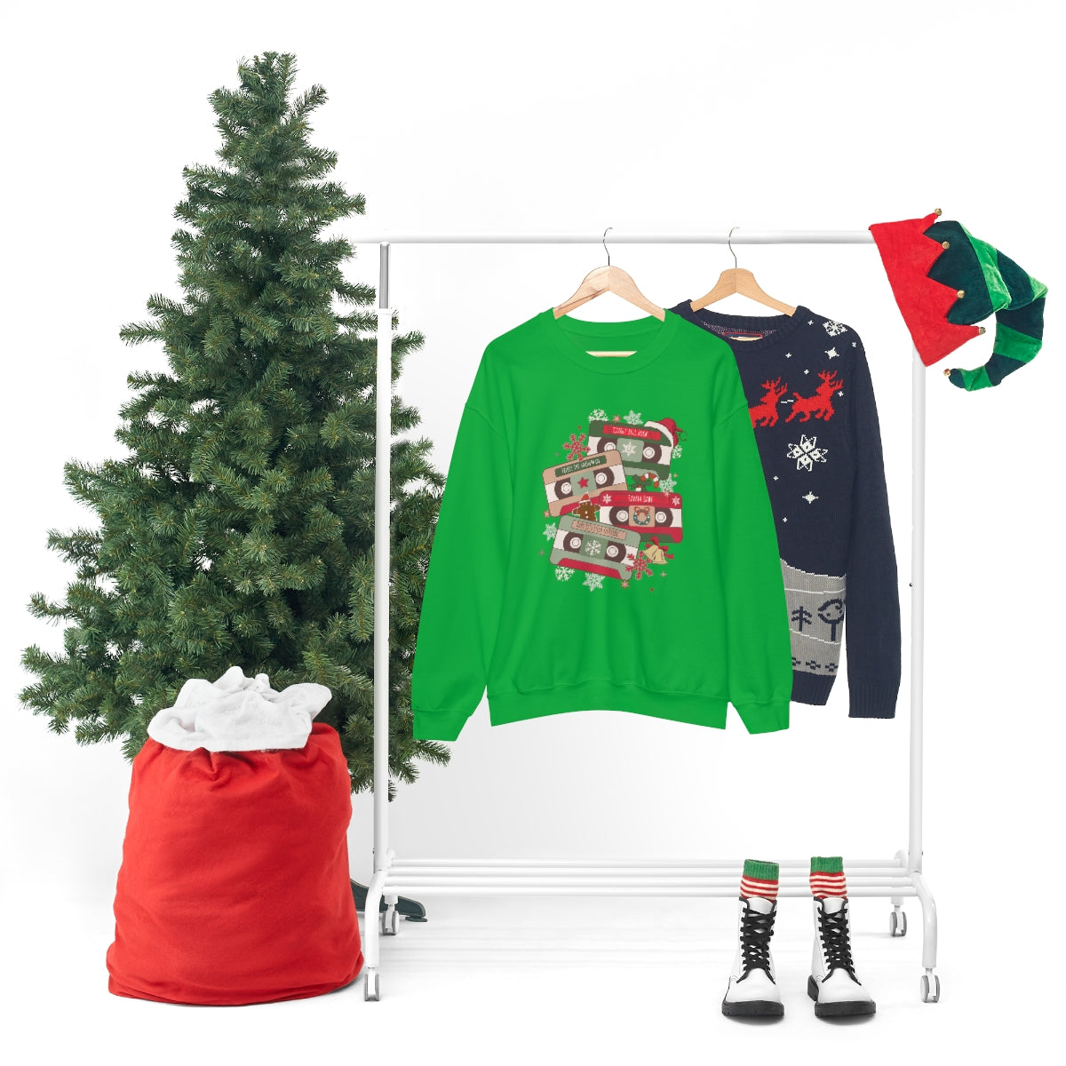 Retro Cassette Christmas Music Sweatshirt