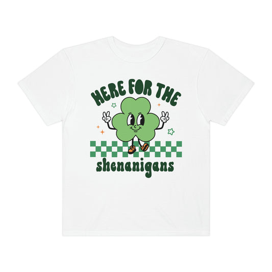 Here for the Shenanigans Retro Shamrock St. Patrick's Day Tshirt