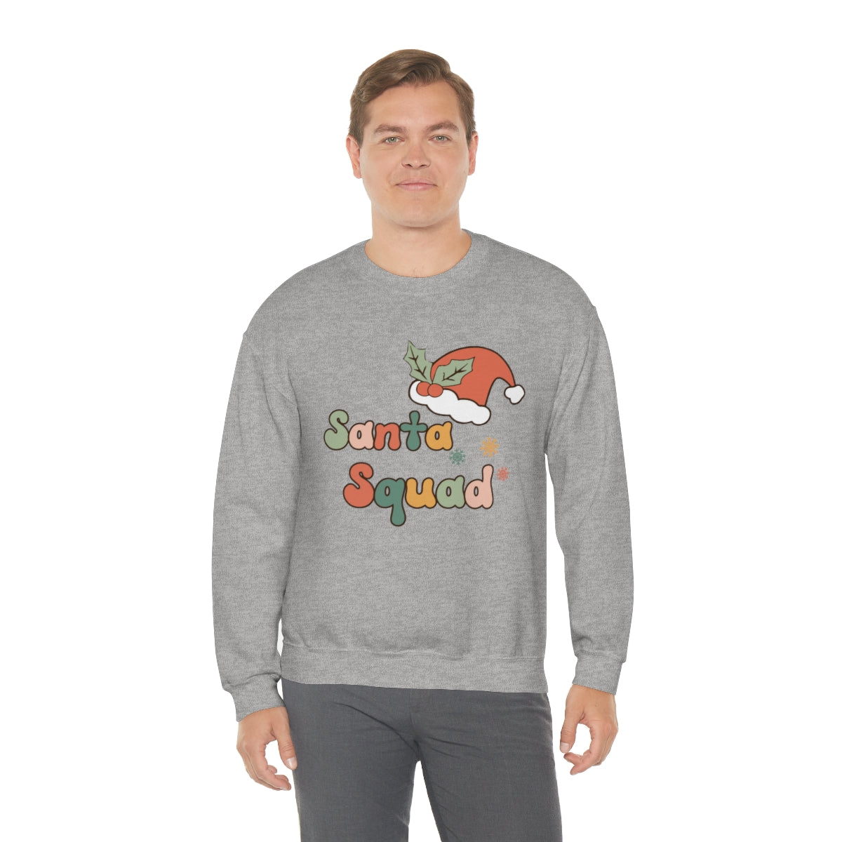 Santa Squad Groovy Retro Style Christmas Sweatshirt