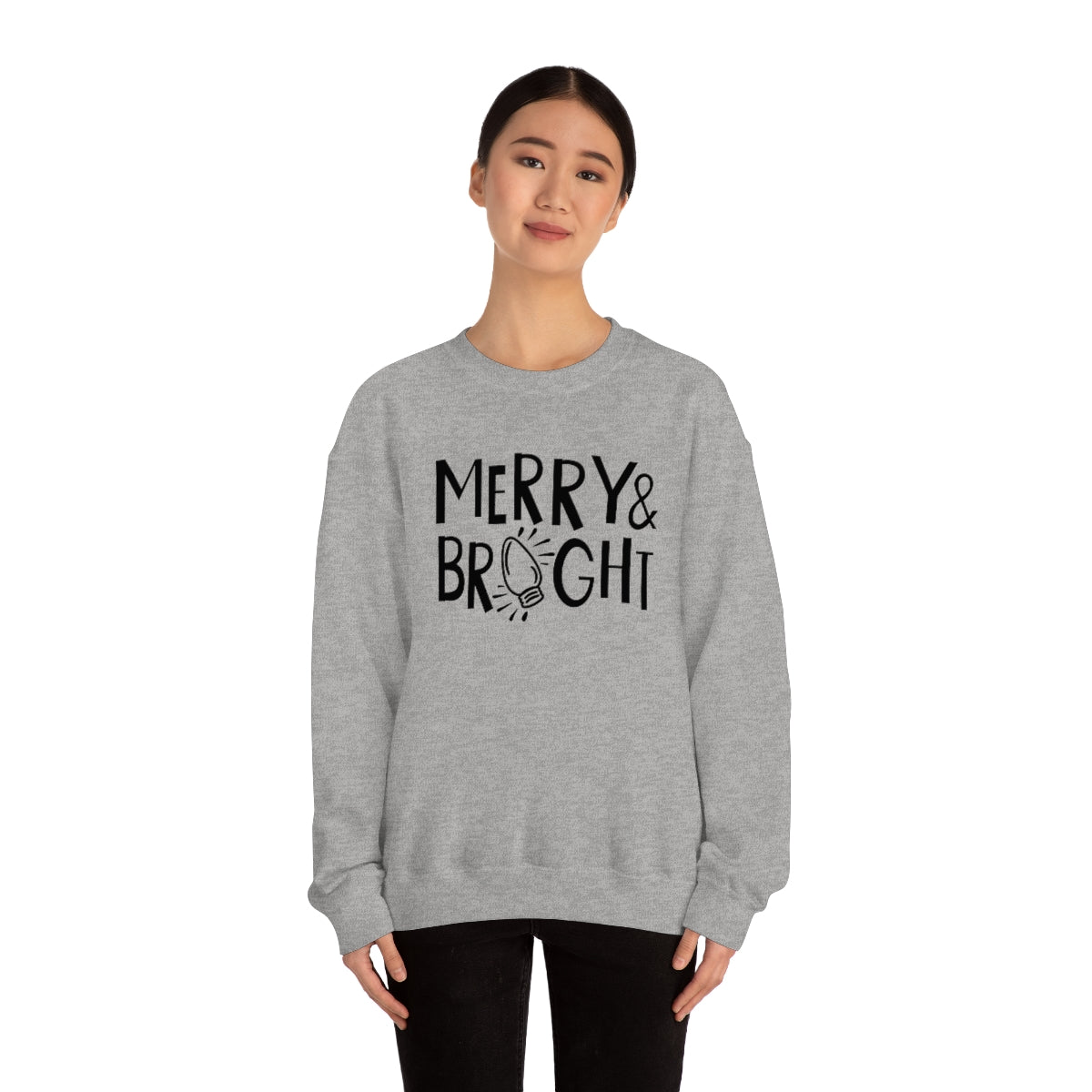 Merry & Bright Christmas Lights Xmas Holiday Sweatshirt