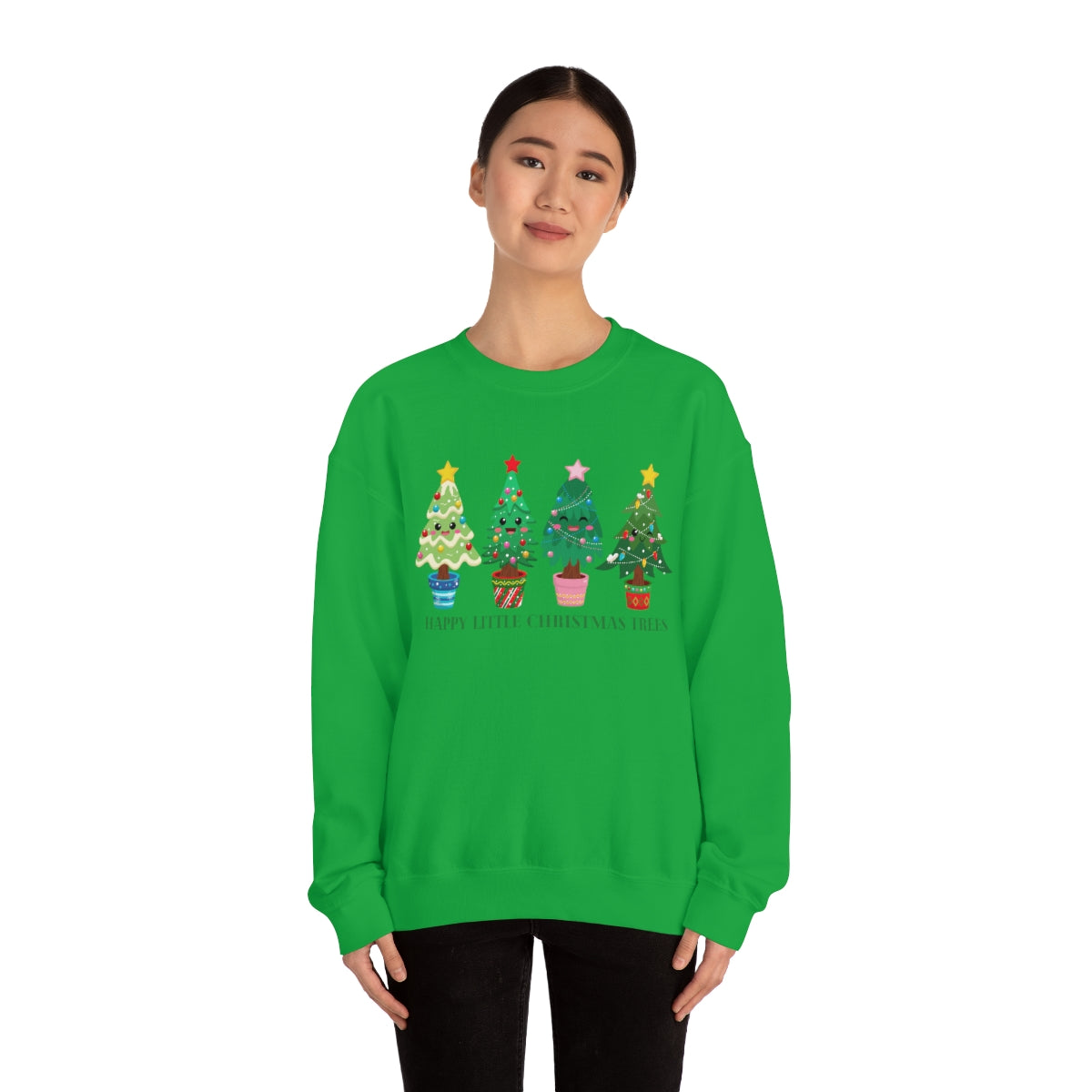 Happy Little Christmas Trees Xmas Holiday Sweatshirt