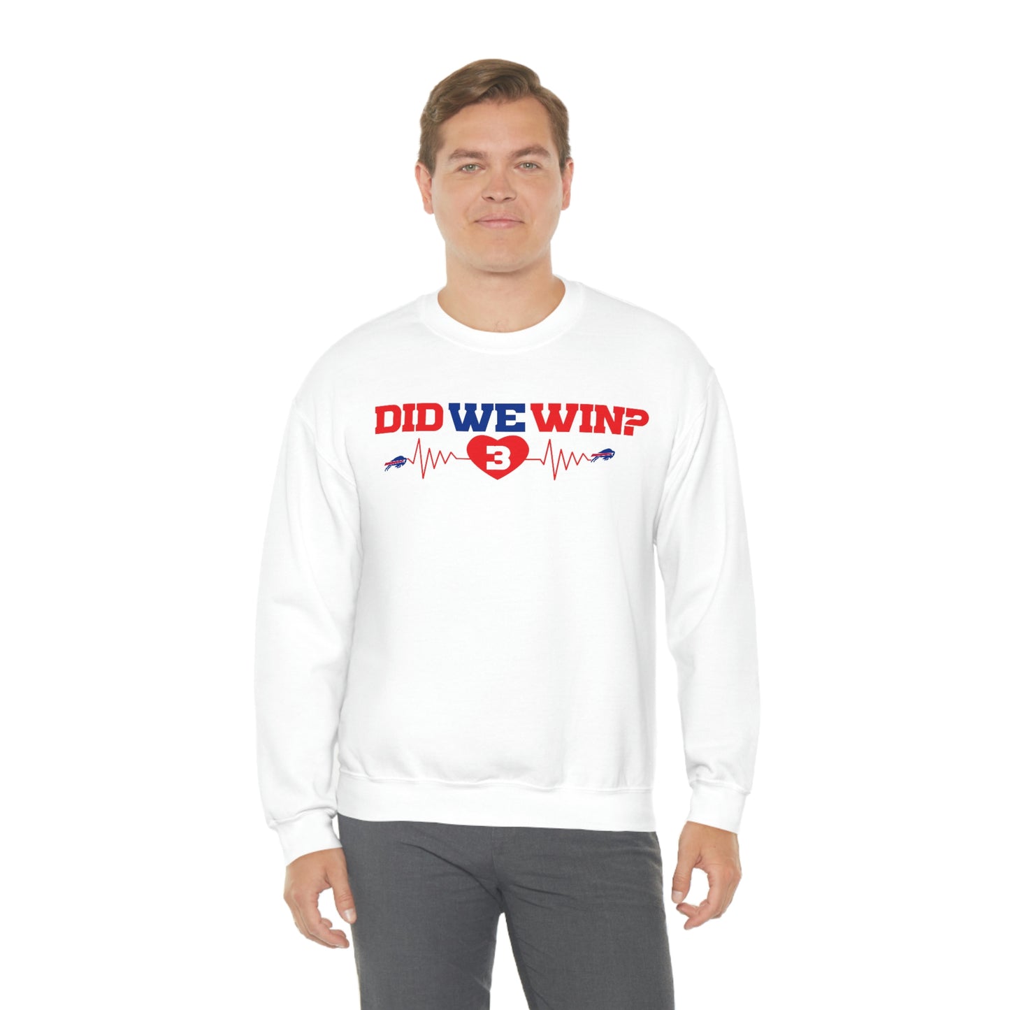 Did We Win? Heartbeat #3 Damar Hamlin Buffalo Bills Logo Crewneck Sweatshirt