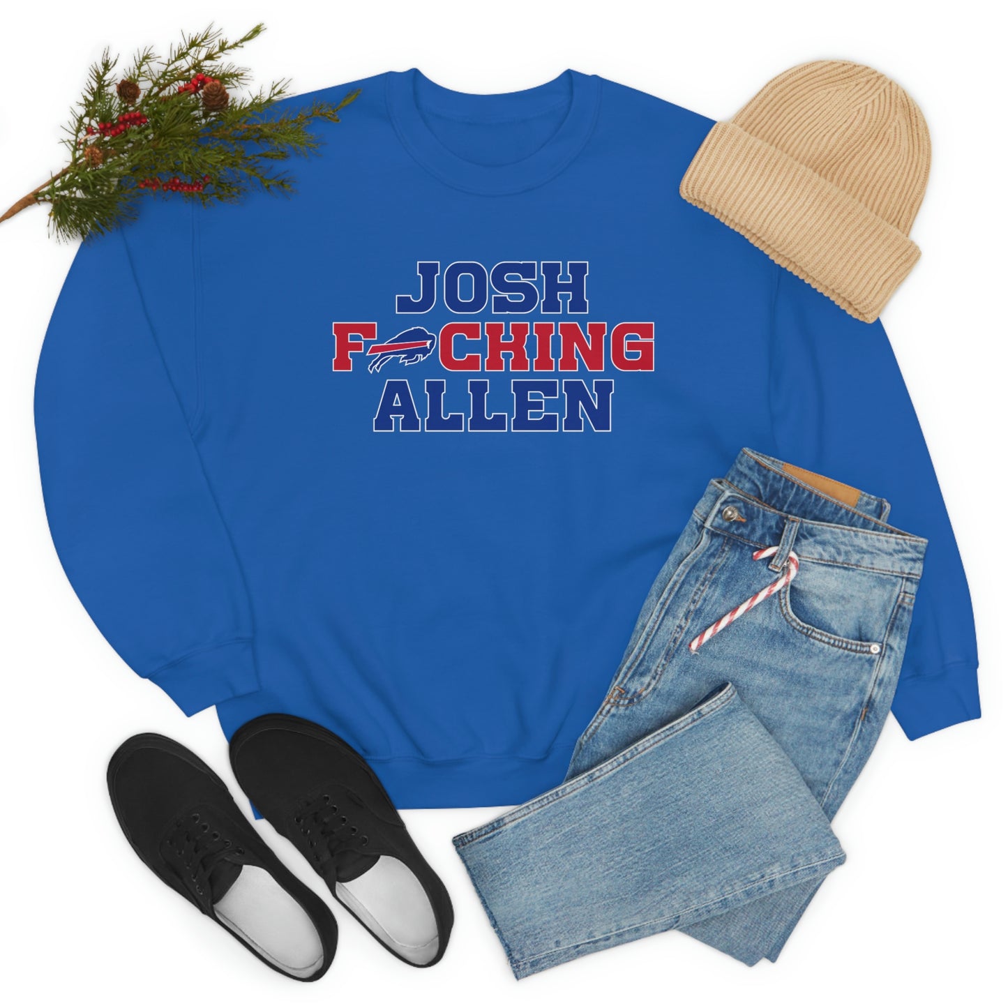 Josh Freaking Allen Bills Mafia #17 Buffalo Bills Football Crewneck Sweatshirt