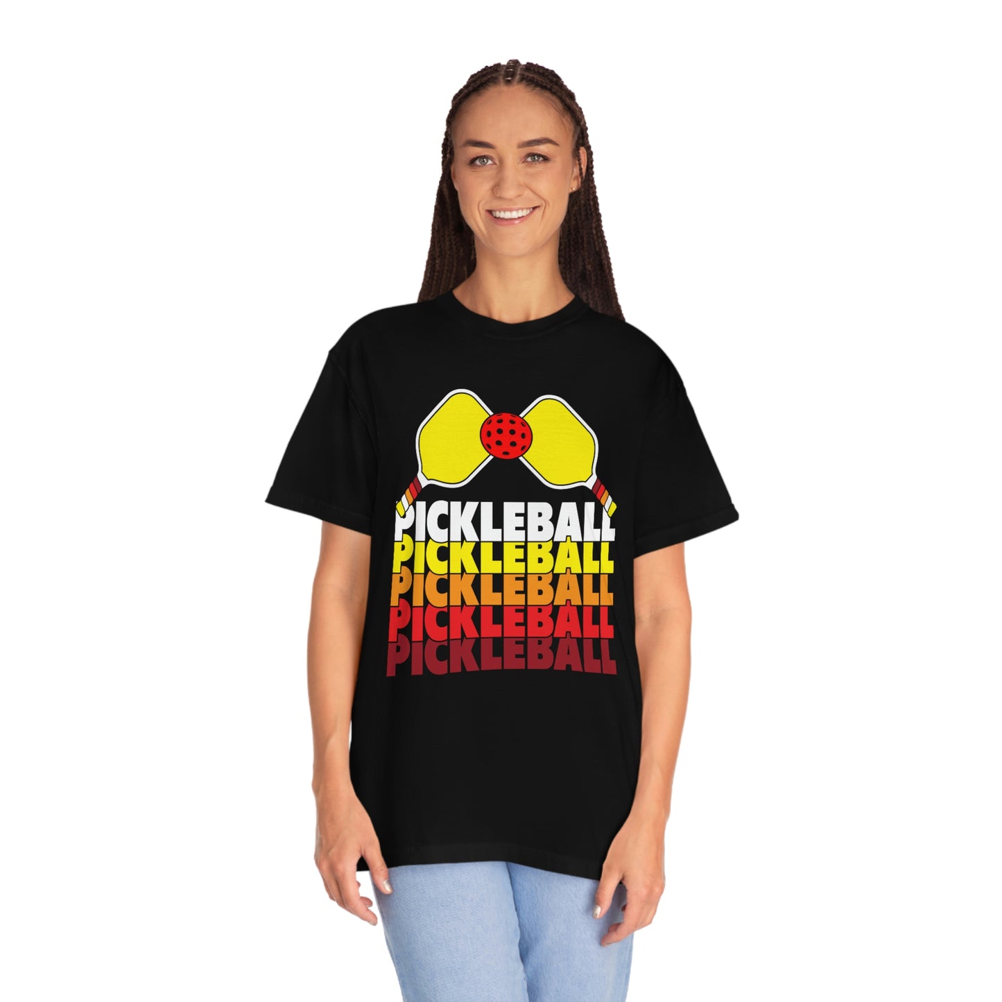 Pickleball Rackets Cool Yellow Retro Design Tshirt