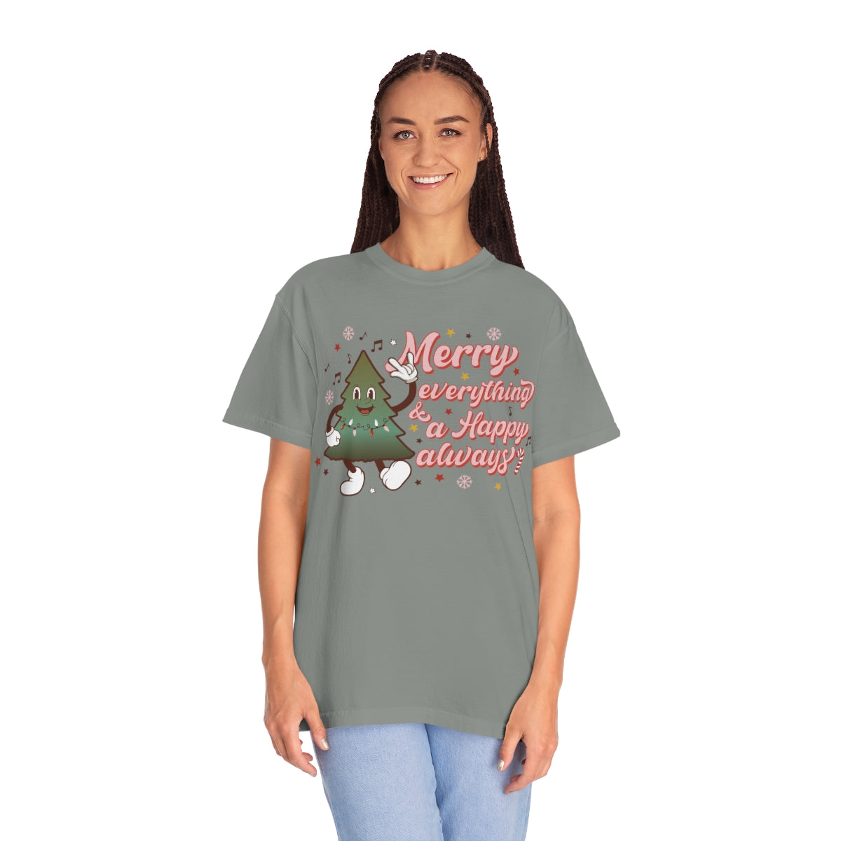 Merry Everything & Happy Always Christmas TeeShirt design on Unisex Garment-Dyed T-shirt