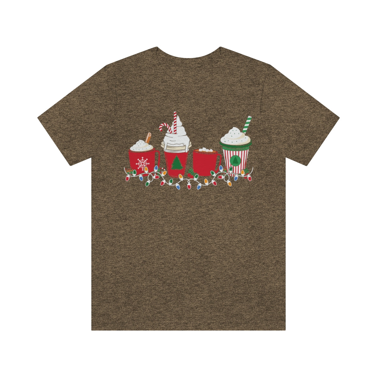 Starbucks Themed Peppermint Coffee Cups Christmas Holiday Tshirt