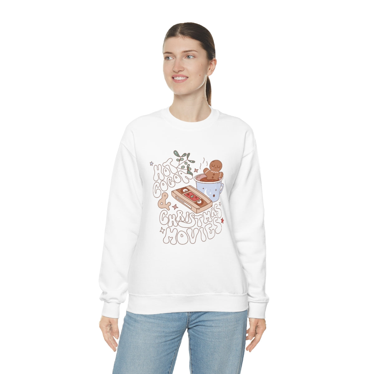 Hot Cocoa & Christmas Movies Retro Style Sweatshirt