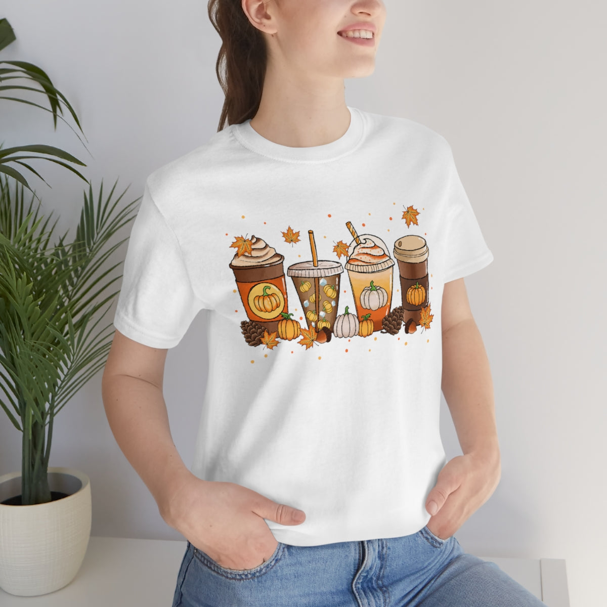 Fall Coffee Shirt Pumpkin Spice Coffee Design Short Sleeve Tshirt