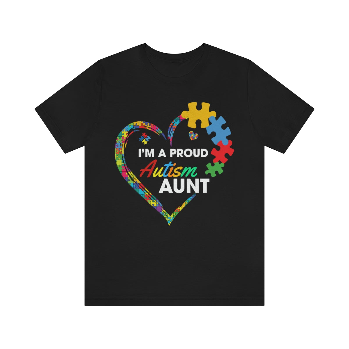 Proud Autism Aunt Heart Puzzle Pieces Tshirt