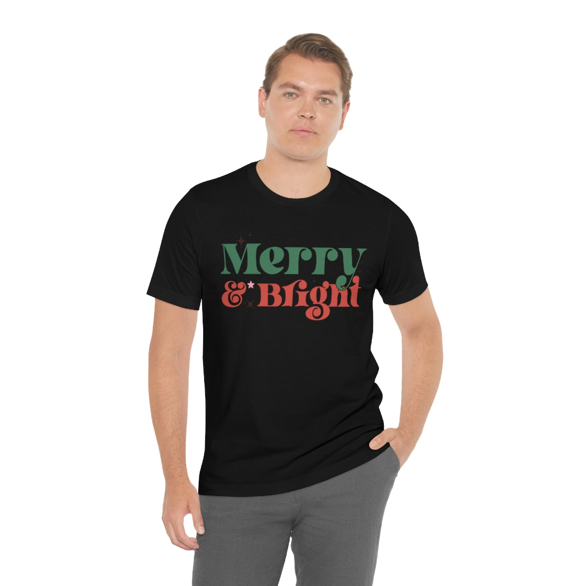 Retro Merry & Bright Vintage Style Christmas Xmas Holiday Tshirt