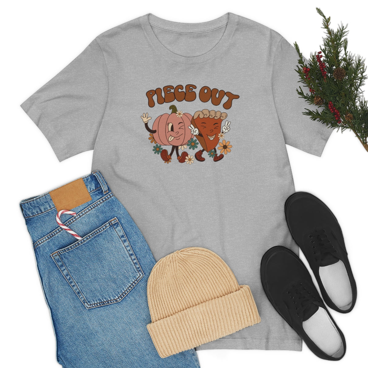 Piece Out Pie Inspired Thanksgiving Teeshirt on Unisex Jersey Short Sleeve Tee