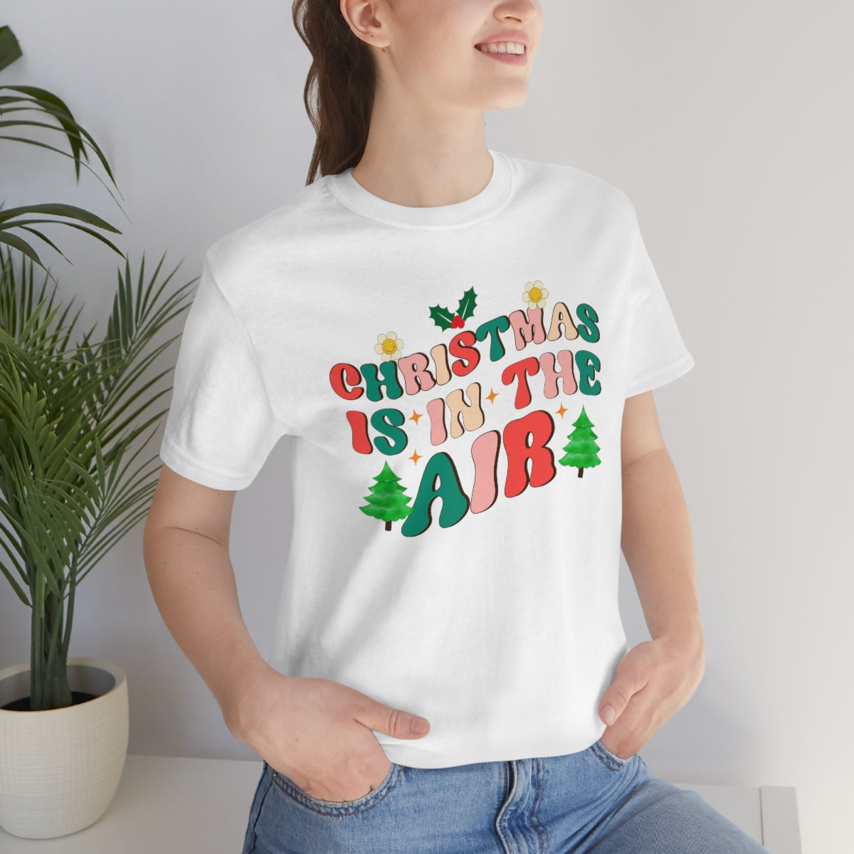 Retro Christmas is in the Air Cute Xmas Trees Holiday Tshirt