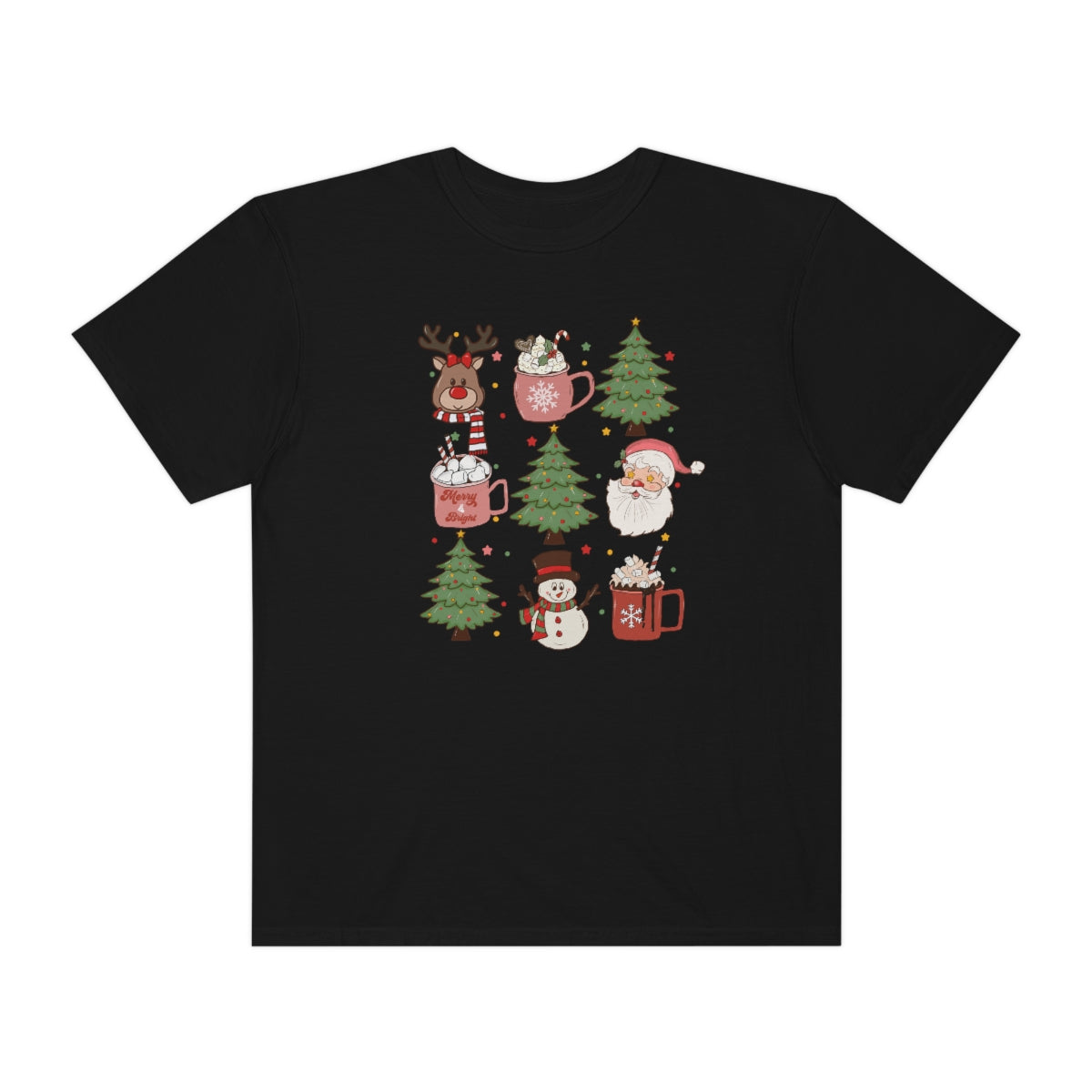 Cute Snowman Reindeer Santa Christmas Tree Xmas Holiday Tshirt