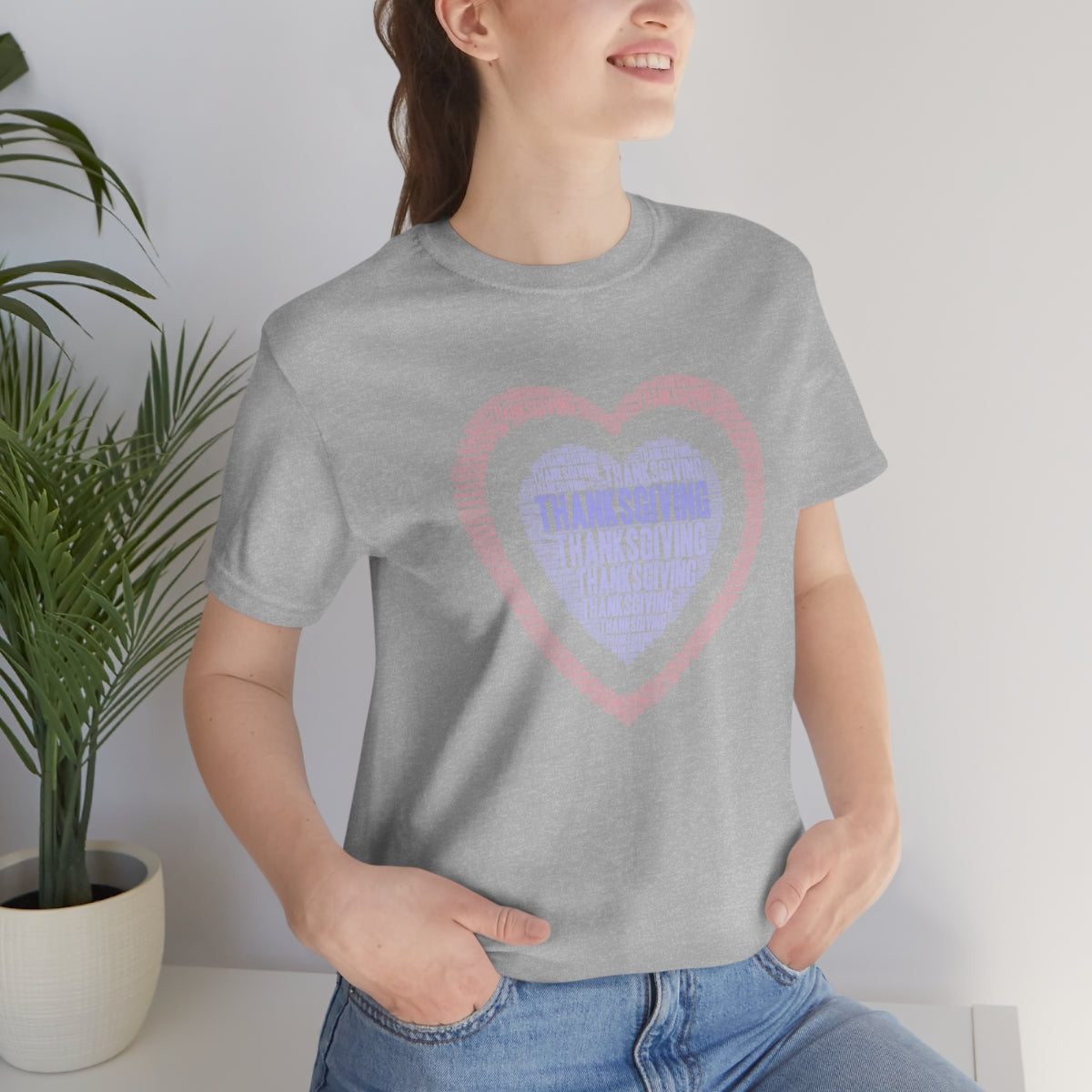 Cute Heart Thanksgiving Tshirt Design | Thanksgiving TShirt | Thanksgiving T-Shirt | Thanksgiving Teeshirt Design on Unisex Jersey Short Sleeve Tee