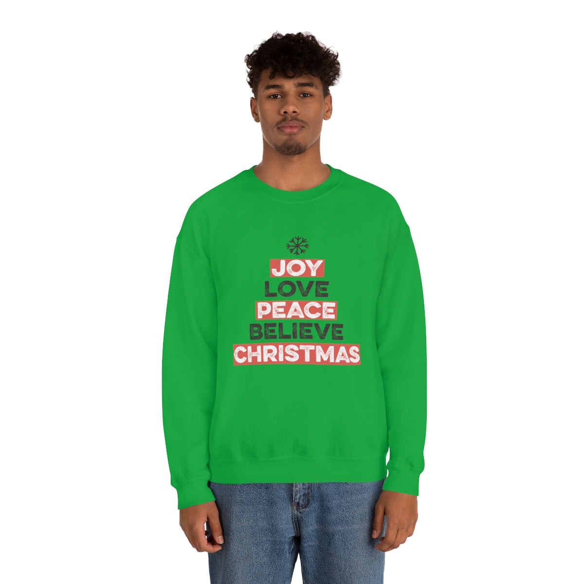 Joy Peace Believe Christmas Snowflake Xmas Holiday Sweatshirt