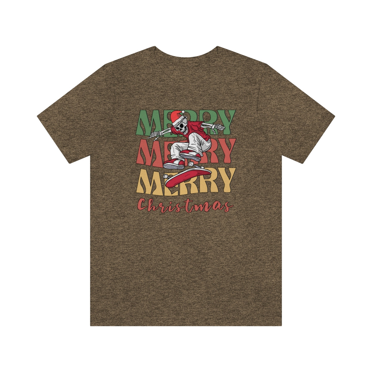 Merry Christmas Skeleton Skateboarding Retro Christmas Tshirt