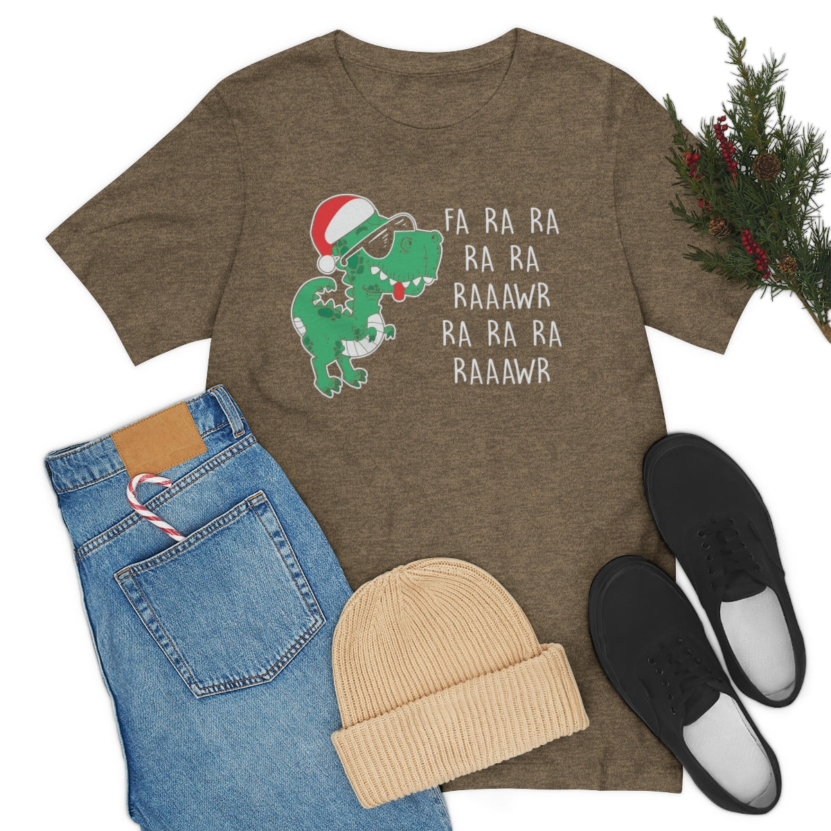 Fa Ra Ra Ra Ra Rawr Cute Dino Christmas Funny Tshirt