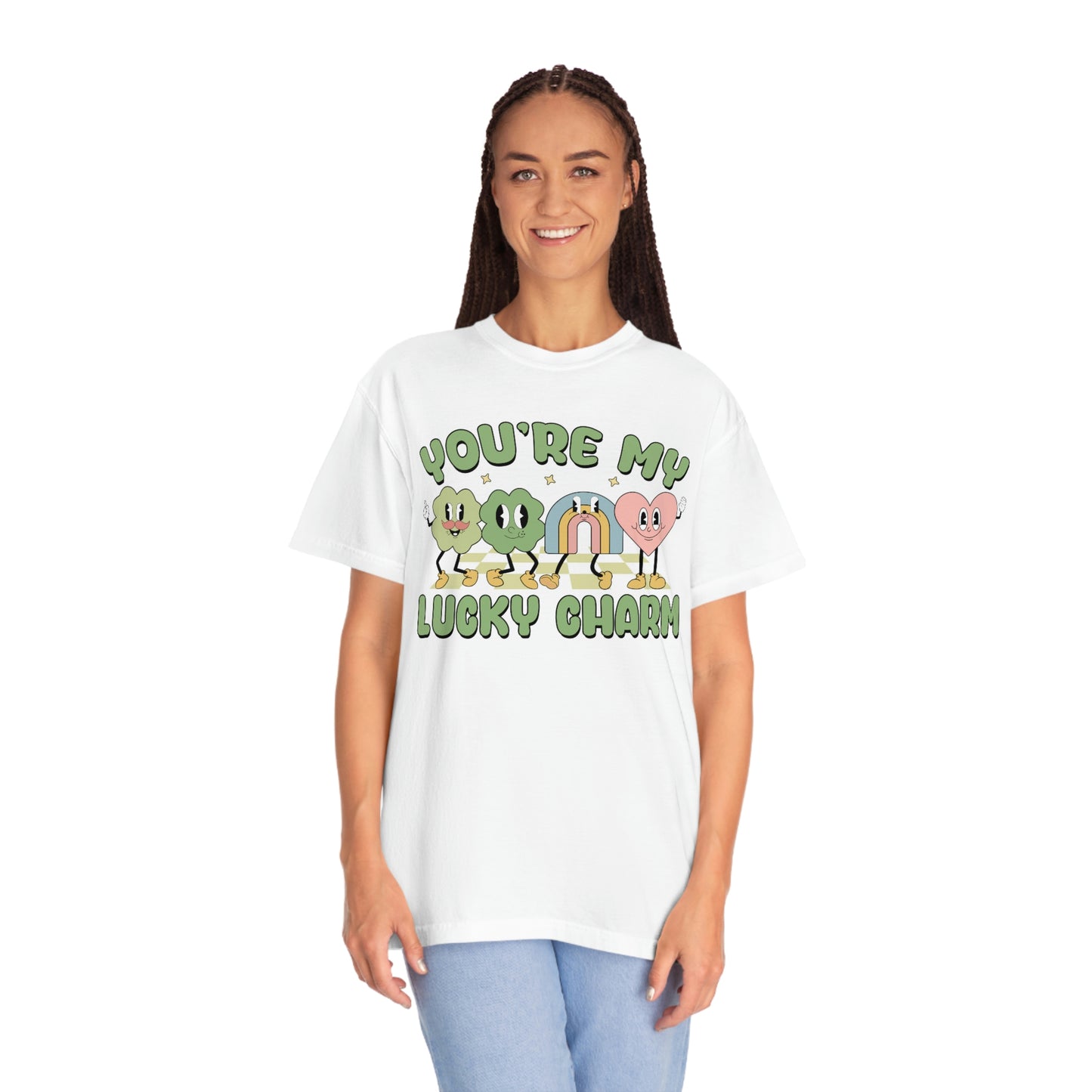 Retro Lucky Charm Rainbow Shamrock St. Pattys Day Tshirt